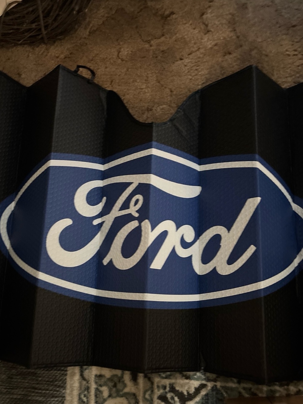 Black w/blue and white Ford Sunshade Universal Fit NWT